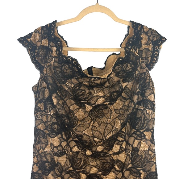 Tadashi Shoji Elidi Off Shoulder Lace Dress Black Size 16 Formal Cocktail - Picture 5 of 10